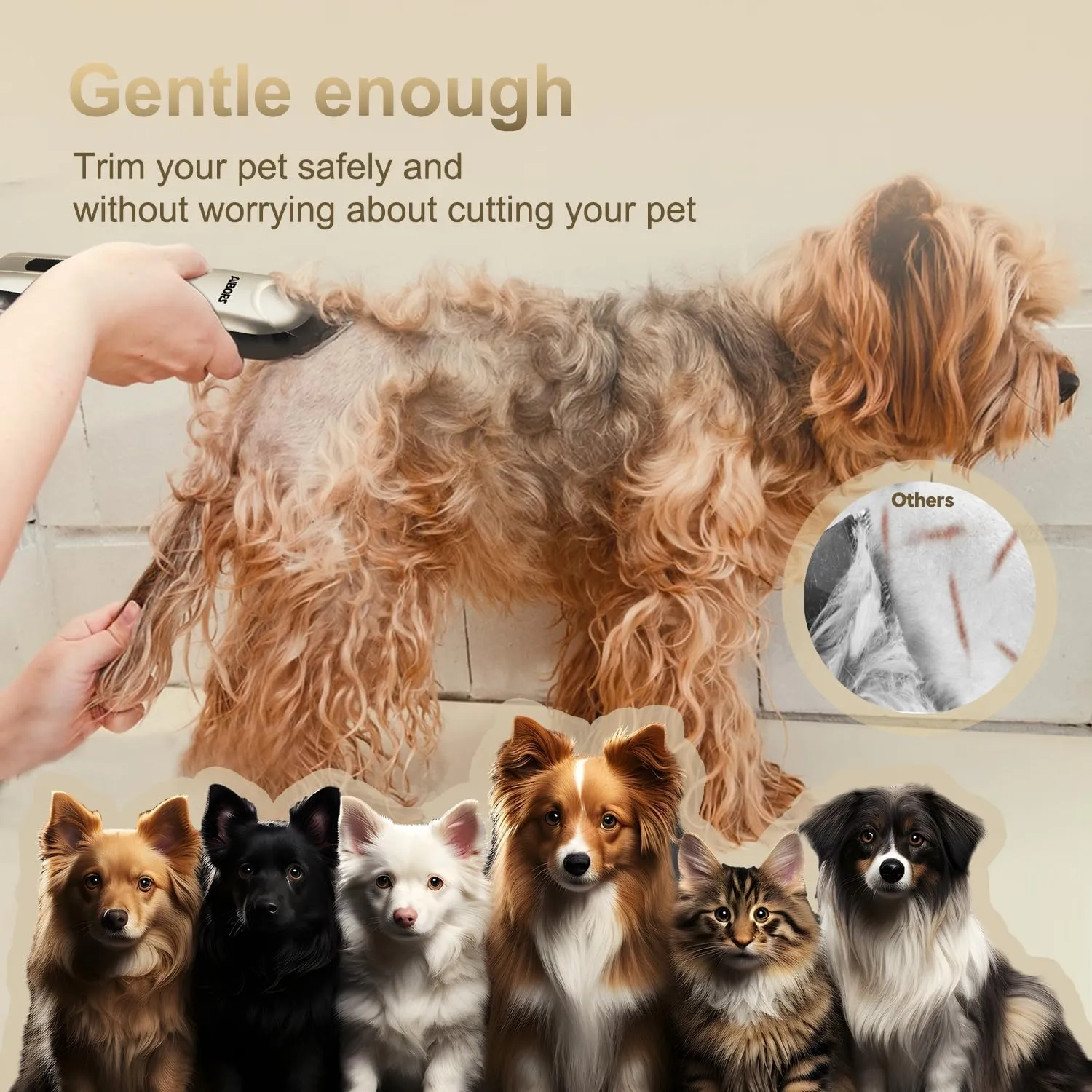 Quiet Dog Grooming Clippers - 2000mAh Long-lasting Dog Clippers for Grooming,Waterproof Rechargeable Cordless Clippers for Dogs Grooming,Adjustable Safe and Easy to Clean Home Pet Grooming Tool