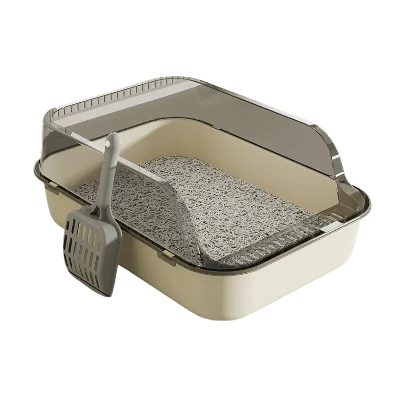 Semi-Enclosed High-Sided Cat Litter Box with Scoop