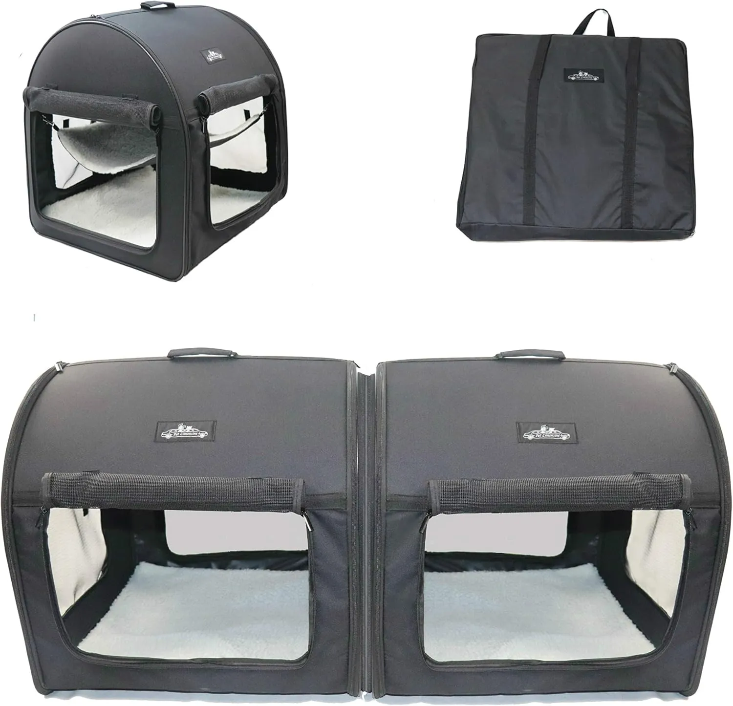 Soft Dog Cat Crate The Portable 2-in-1 Double Travel Kennel Tube Carrier for All Pets Car Seat Ready