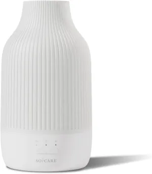 SOICARE Cordless Rechargeable Diffuser, Battery Operated Mini Portable Wireless Diffuser for Essential Oils, 80ML Small USB Essential Oil Diffuser with Warm Light (White)