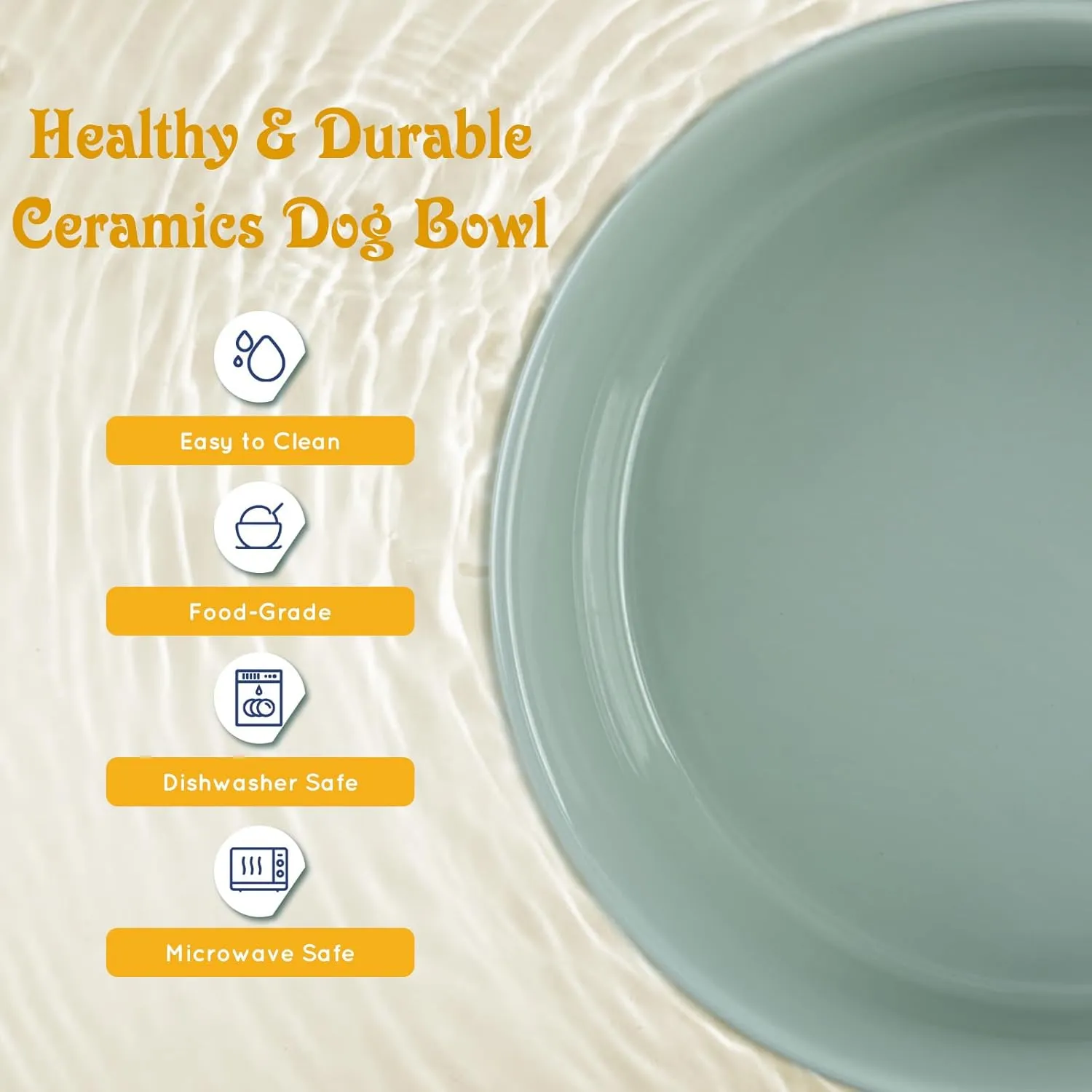 SPUNKYJUNKY Raised Dog Bowls Ceramic Dog Bowls Elevated with Non-Slip Wooden Stand Dog Food Water Bowls for Medium Large Size Dogs(21OZ Slow Feeder 60OZ Bowl,Light Green)