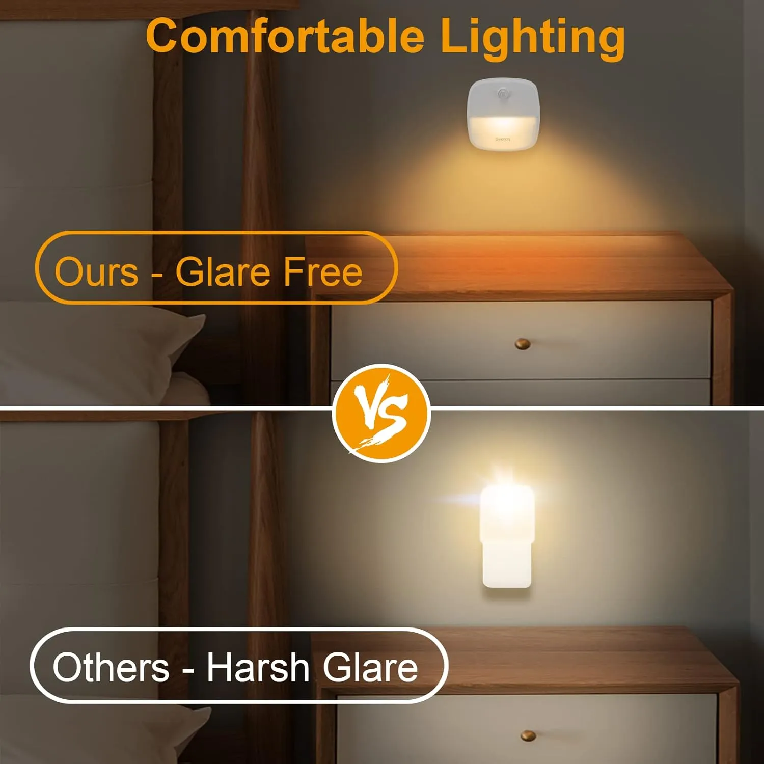 Svarog Motion Sensor Night Light,Battery Powered LED Closet Lights,Cordless Wall Lights for Bedroom,Kitchen,Hallway,Stairs,Safety Box(Warm White,3 Pack)