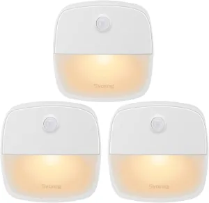 Svarog Motion Sensor Night Light,Battery Powered LED Closet Lights,Cordless Wall Lights for Bedroom,Kitchen,Hallway,Stairs,Safety Box(Warm White,3 Pack)