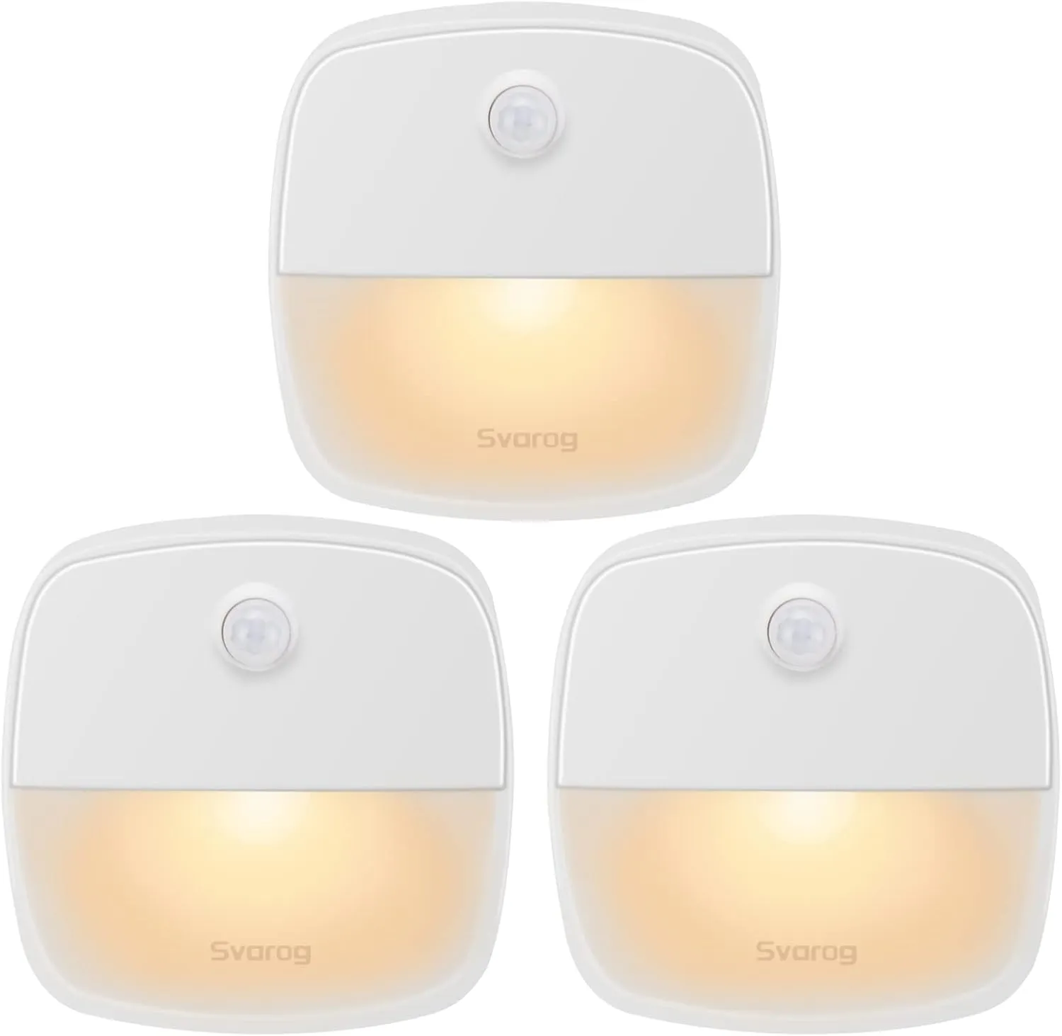 Svarog Motion Sensor Night Light,Battery Powered LED Closet Lights,Cordless Wall Lights for Bedroom,Kitchen,Hallway,Stairs,Safety Box(Warm White,3 Pack)