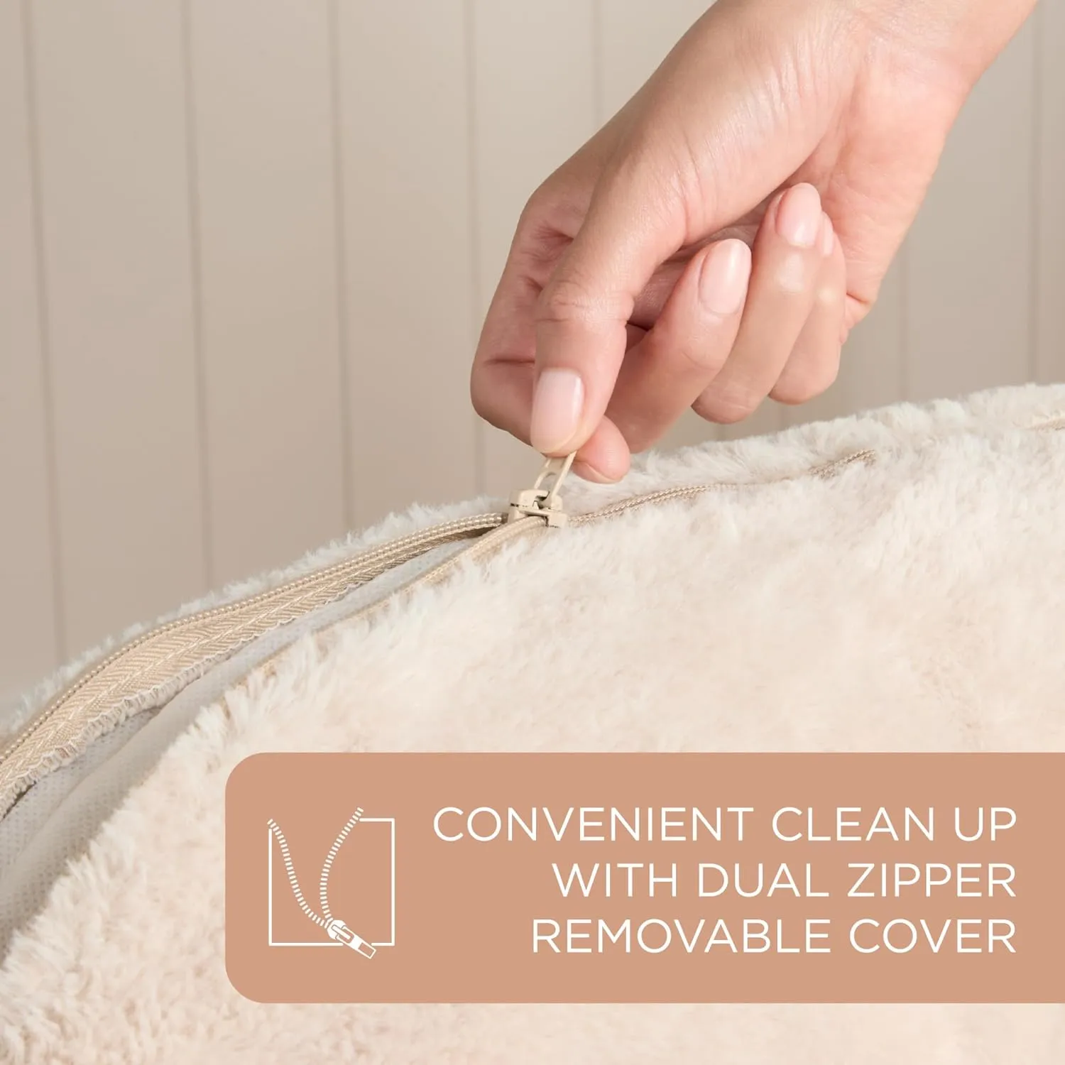 TOWN & COUNTRY EVERYDAY CuddleTown Faux Linen Comfy Cozy Cuddler Pet Bed, Supportive & Calming Egg Crate Foam, Non-Slip Bottom, Machine Washable Cover, Warm Taupe, Medium 28"x26"x8"