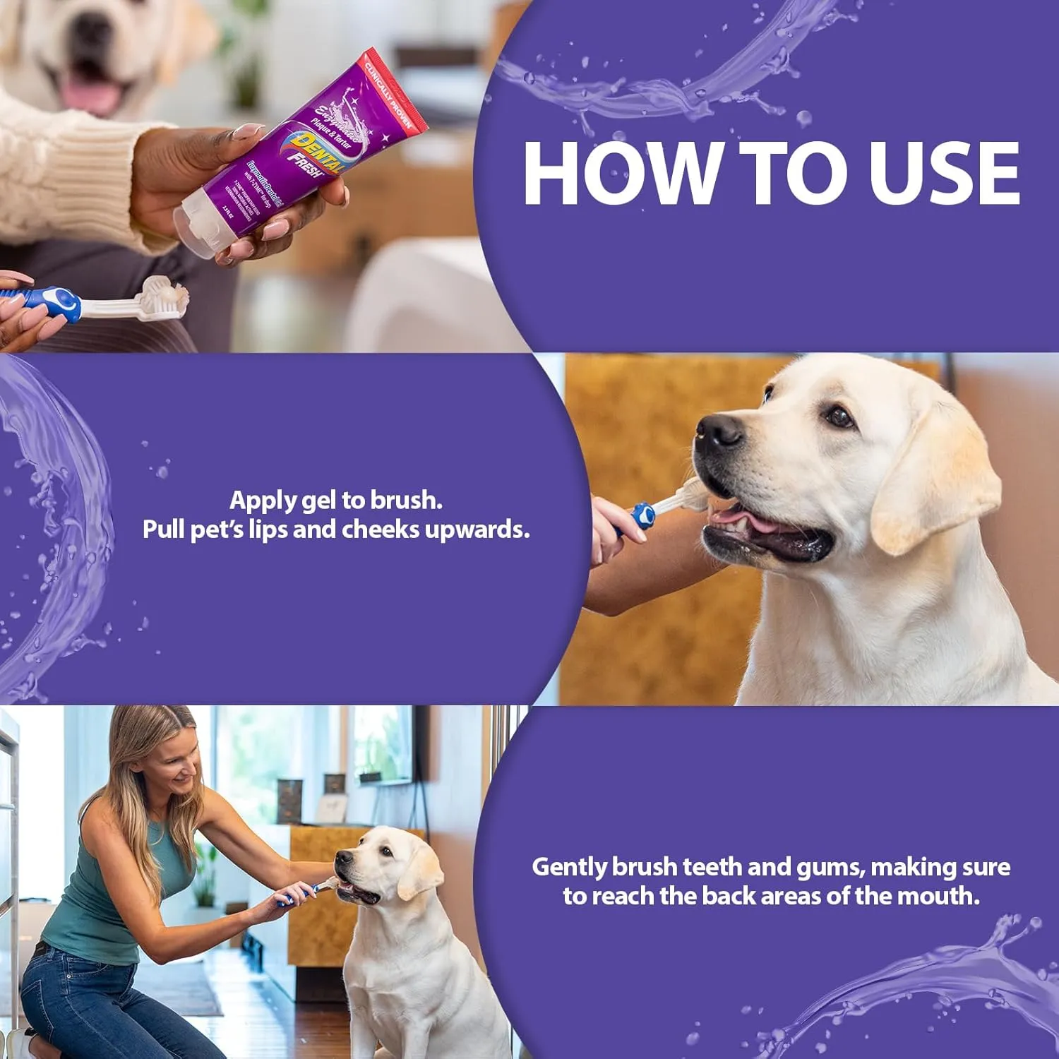 Veterinary Formula Smart Coat Complex Puppy Love Extra Gentle Tearless Shampoo, 17 Fl oz   Dental Fresh Enzymatic Gel Finger Toothbrush Kit for Dogs, 2-Piece Bundle