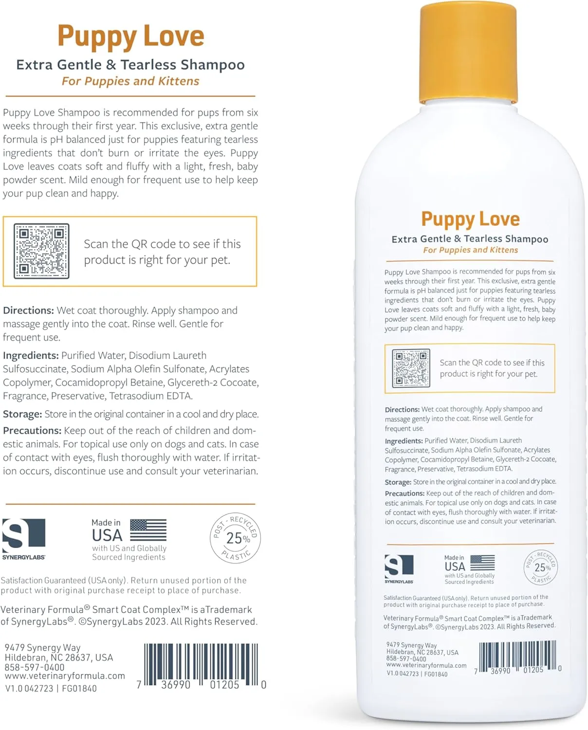 Veterinary Formula Smart Coat Complex Puppy Love Extra Gentle Tearless Shampoo, 17 Fl oz   Dental Fresh Enzymatic Gel Finger Toothbrush Kit for Dogs, 2-Piece Bundle