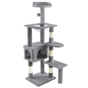 VOUNOT Cat Tree Tower with Space Capsule, Multi Level Cat Activity Center, Grey