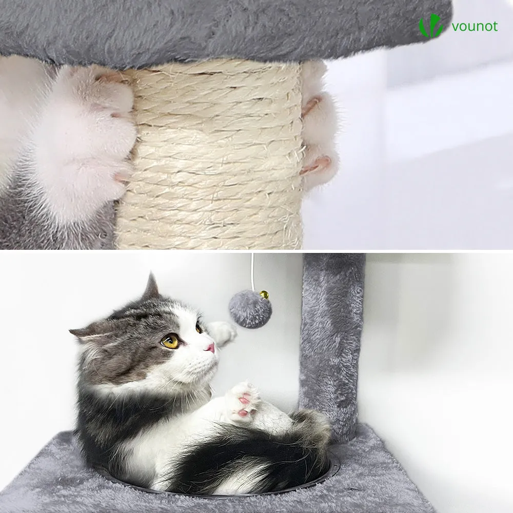 VOUNOT Cat Tree Tower with Space Capsule, Multi Level Cat Activity Center, Grey