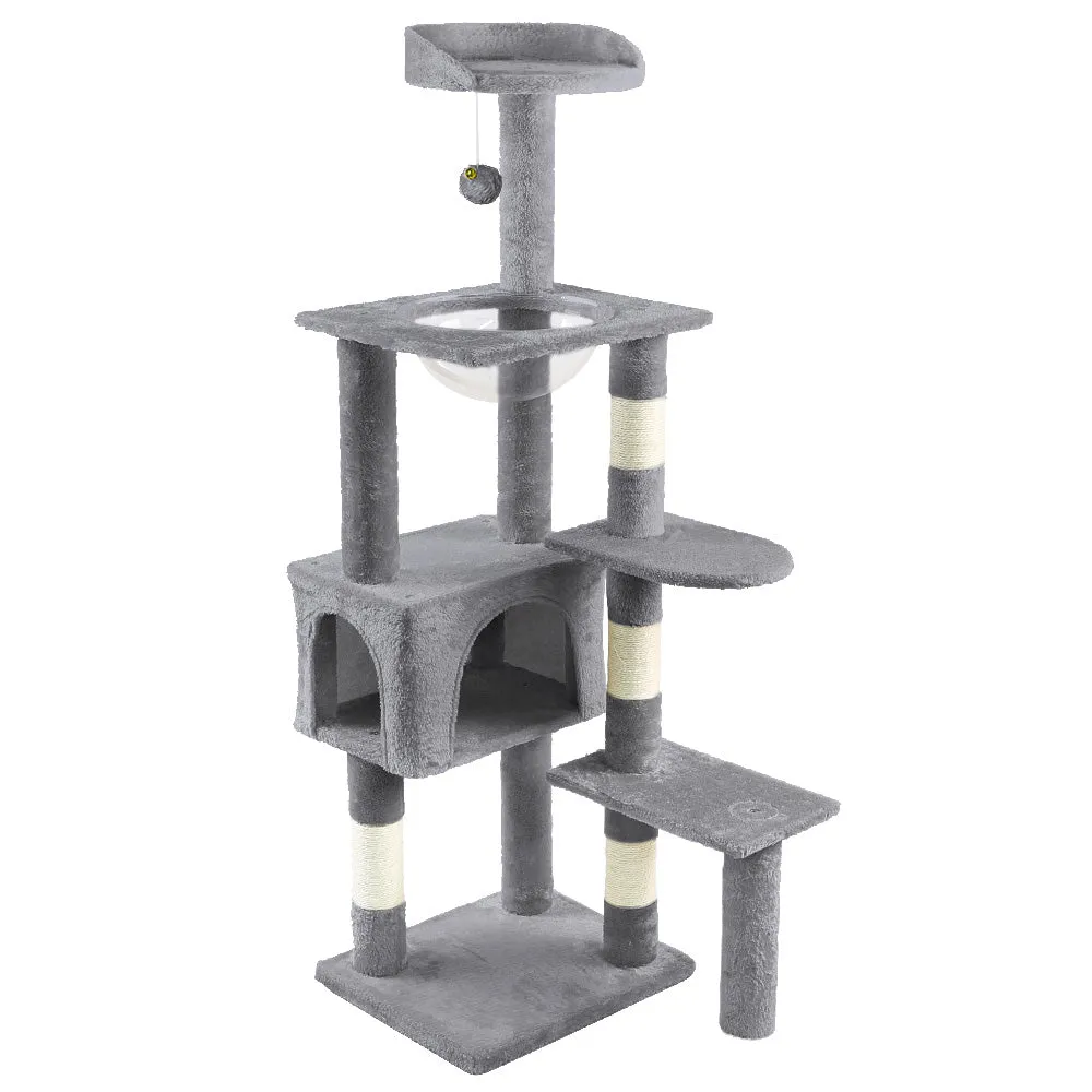 VOUNOT Cat Tree Tower with Space Capsule, Multi Level Cat Activity Center, Grey