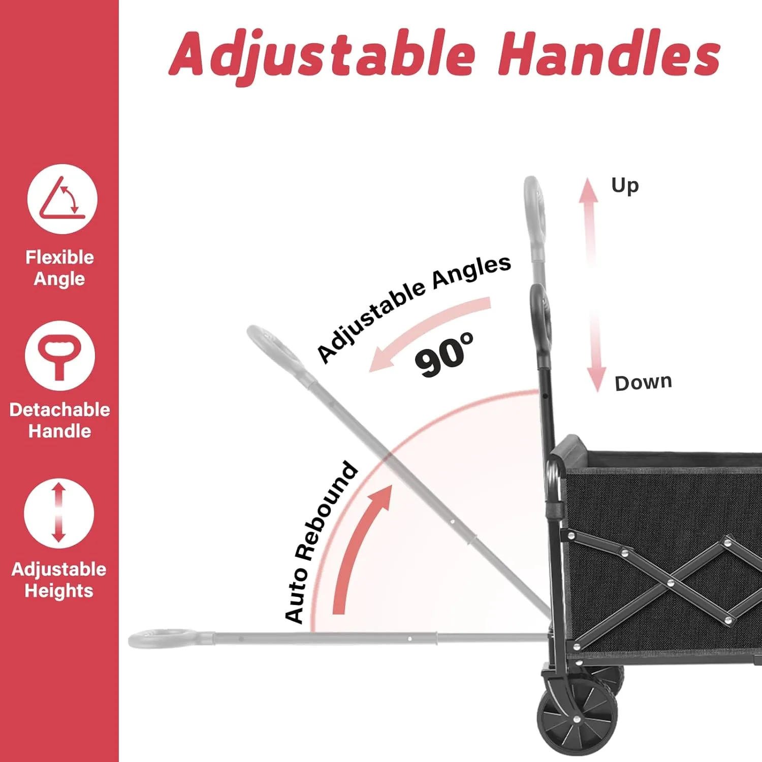 Wagons Carts Foldable - Collapsible Wagon Cart - Foldable Wagon Cart with Wheels Lightweight 300LBS for Beach, Sports Camping, Grocery and Garden