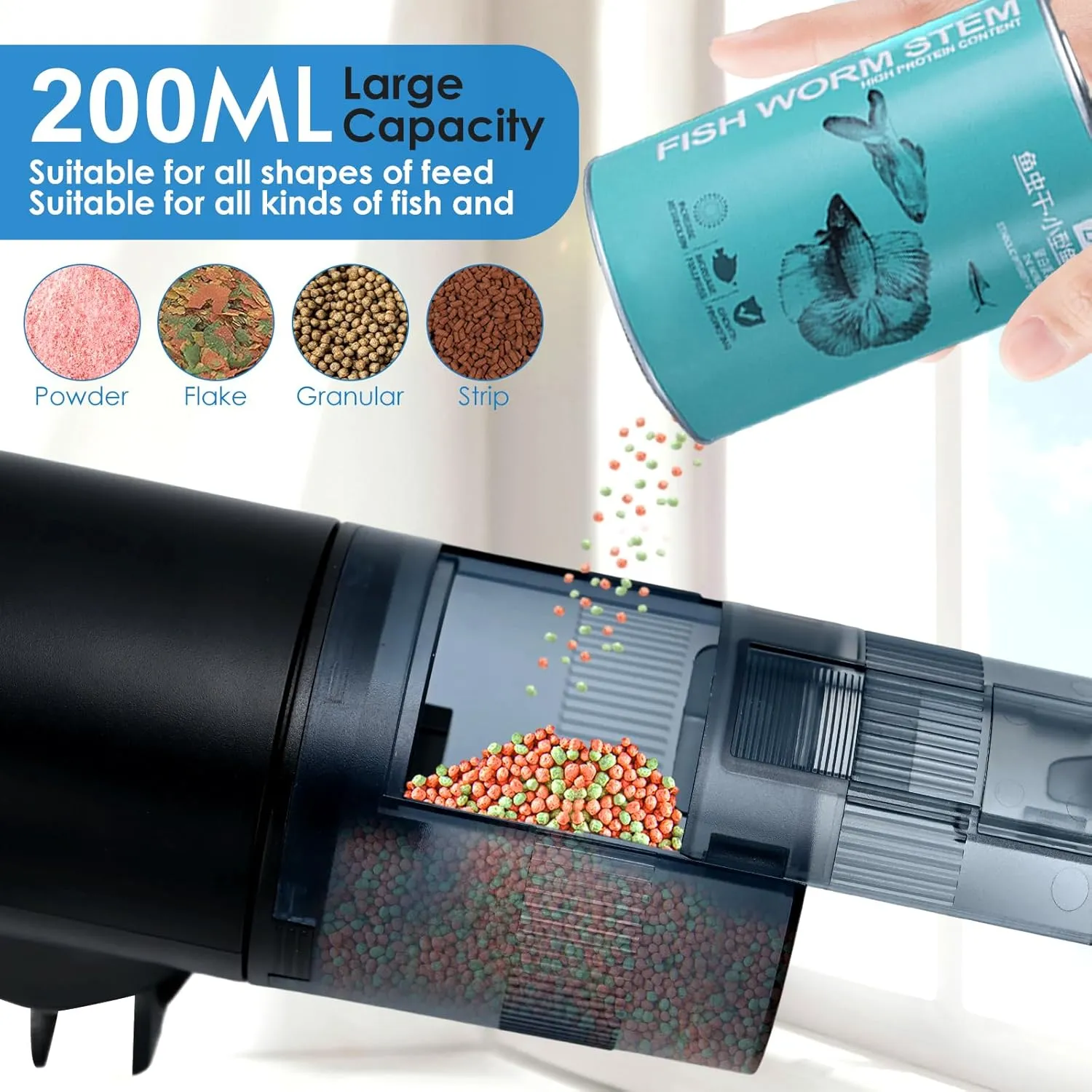 WiFi Automatic Fish Feeder (2.4GHz Only), Smart Fish Feeder with Timer & App Control, 3 Ports Dry Food Dispenser for Aquarium/Tank, Ideal for Vacation & Daily Use