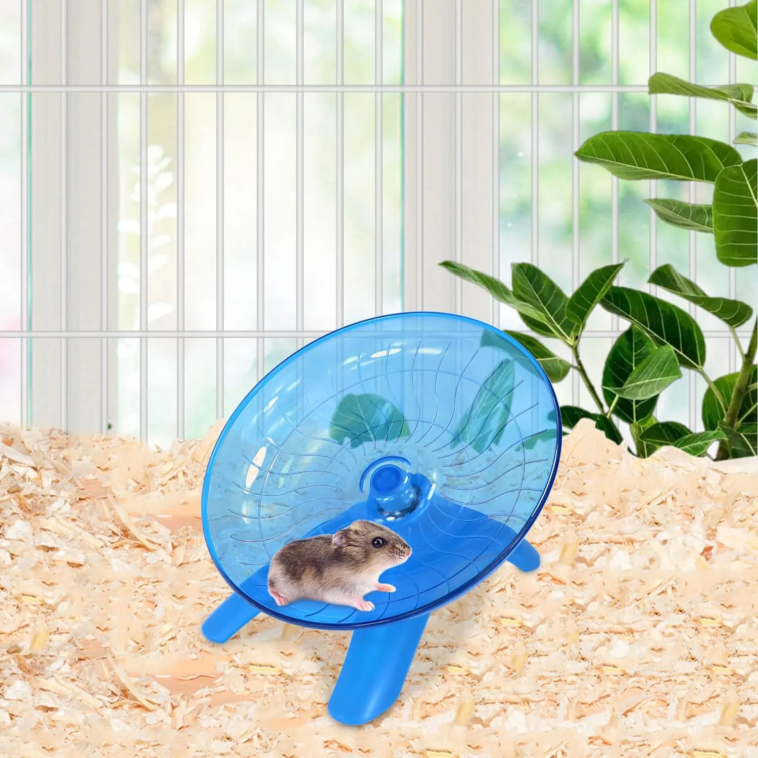 Wontee Hamster Water Bottle Water Dispenser Hamster Silent Exercise Running Wheel for Dwarf Hamsters Gerbil Mice (Blue, 80ML)