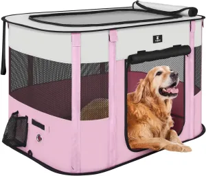 X-ZONE PET Dog Playpen, Puppy Cat Play Pen Portable Foldable Indoor/Outdoor Tent Crate Cage, Portable Pet Crate Medium Size Pink 33"