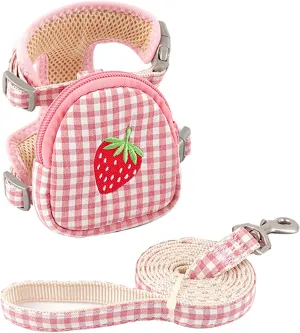 Yuehuam Pet Backpack Harness with Leash for Cat Small Dog Self Mini Carrier Back Pack Pocket Saddle Bags Puppy Bag with Training Lead Leash for Doggie Outdoor Travel Hiking Walking